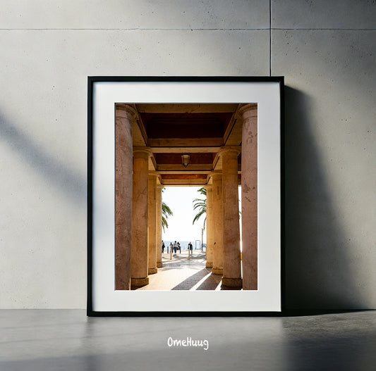 Gateway view to the beach on Nice Boulevard - Serene beach photography by OmeHuug